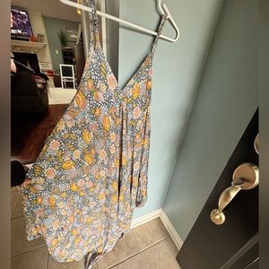World Market Floral Wide Leg Tank Strap Romper - L/XL
